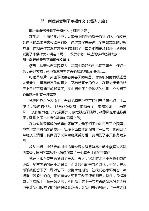 那一刻我感受到了幸福作文（精选7篇）