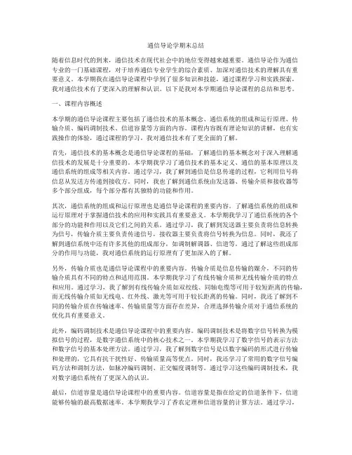 通信导论学期末总结