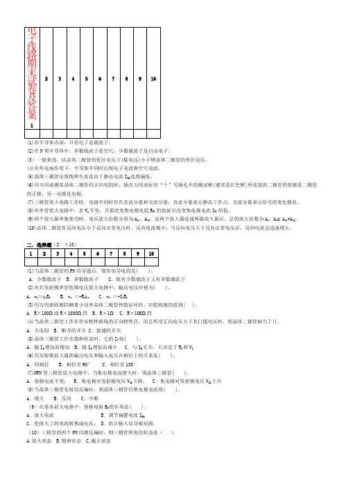 【强烈推荐】电子线路期末试卷及答案