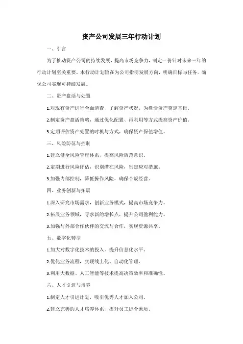 资产公司发展三年行动计划