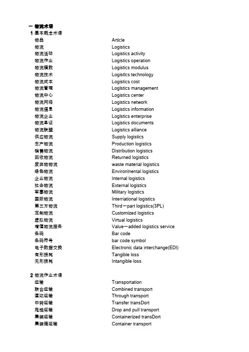 物流术语及其他_中英文对照