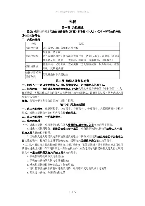 关税知识点总结