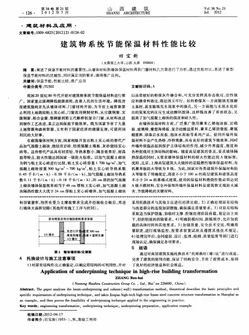建筑物系统节能保温材料性能比较