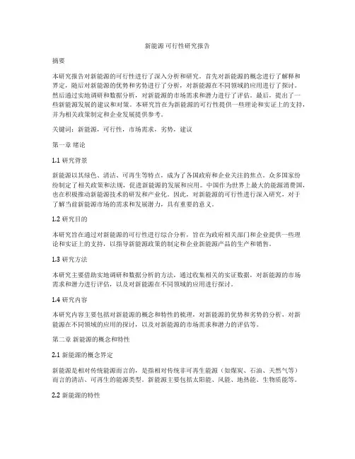 新能源 可行性研究报告