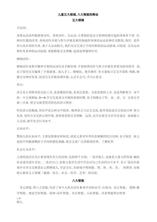 八大智能五大领域