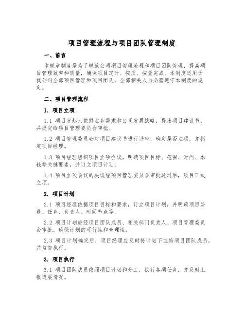 项目管理流程与项目团队管理制度
