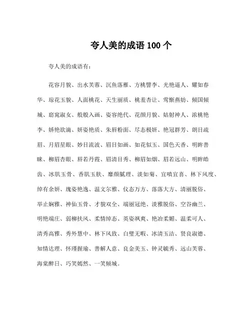 夸人美的成语100个