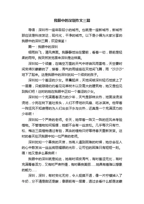 我眼中的深圳作文三篇