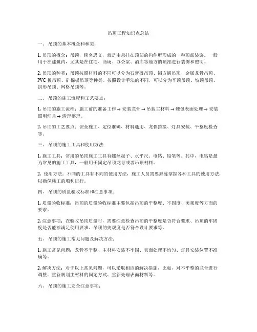吊顶工程知识点总结