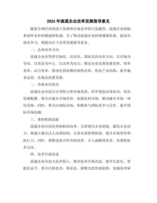 2024年流通企业改革发展指导意见