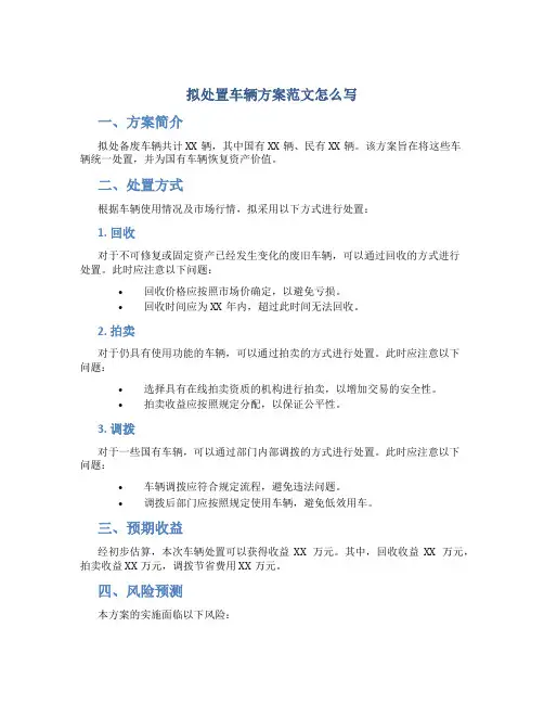 拟处置车辆方案范文怎么写