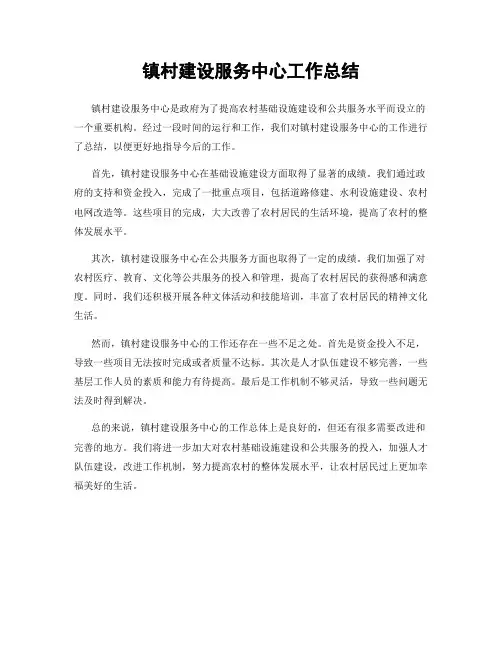 镇村建设服务中心工作总结