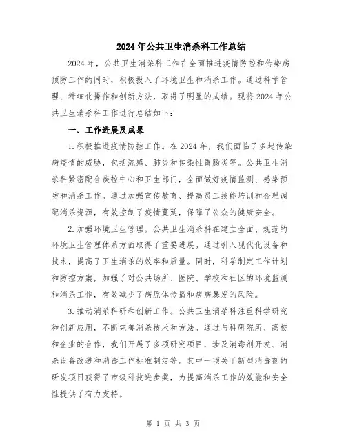 2024年公共卫生消杀科工作总结