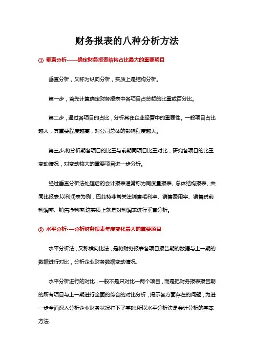 财务报表的八种分析方法