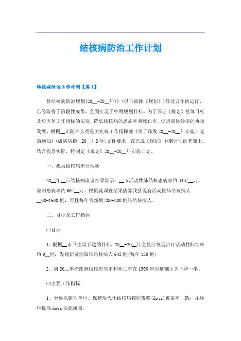 结核病防治工作计划