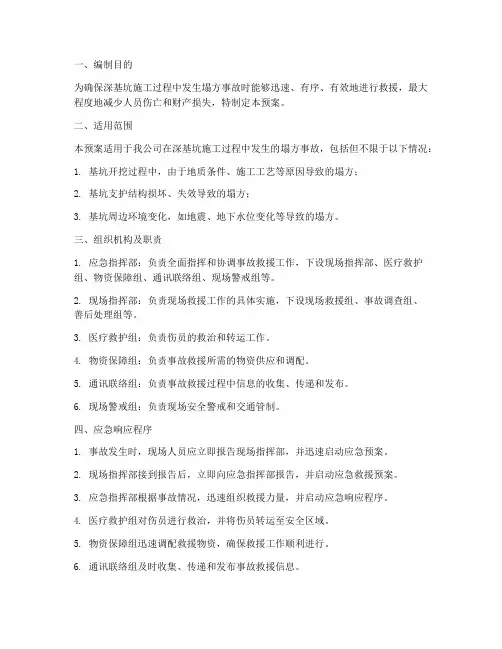 深基坑塌方事故应急预案