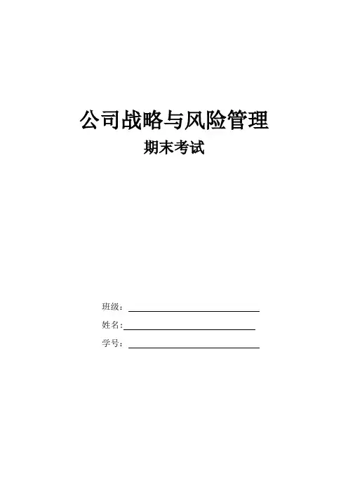 公司战略与风险管理案例分析
