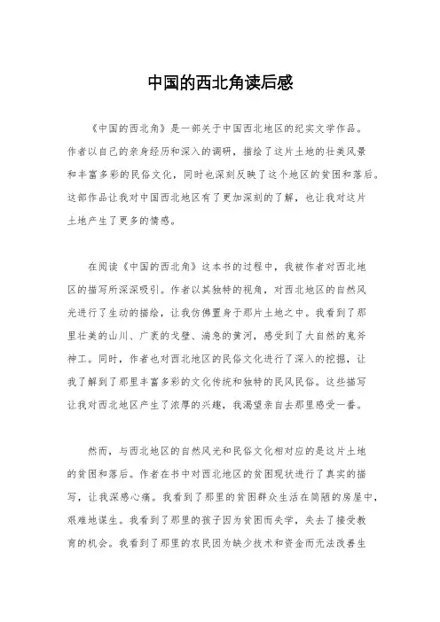 中国的西北角读后感