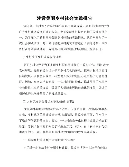 建设美丽乡村社会实践报告