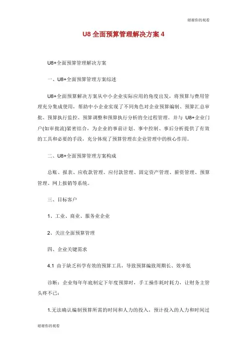 U8全面预算管理解决方案.doc