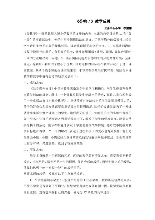 分桃子课后反思