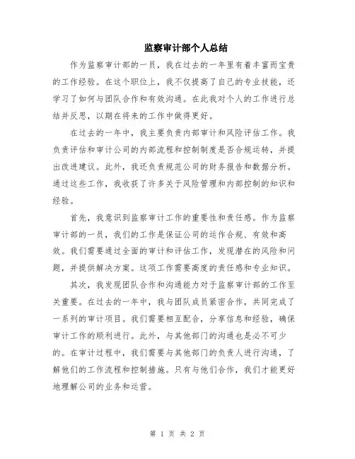 监察审计部个人总结