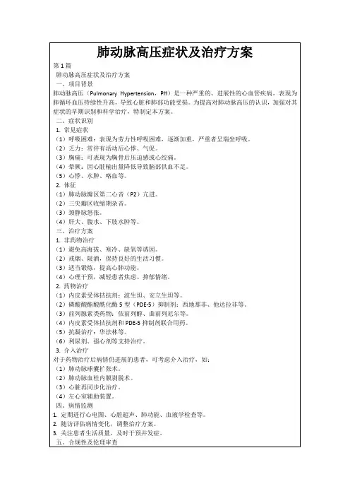 肺动脉高压症状及治疗方案