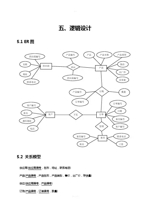 订单销售数据库设计