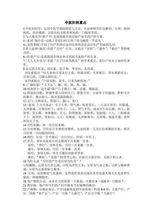 中医妇科重点
