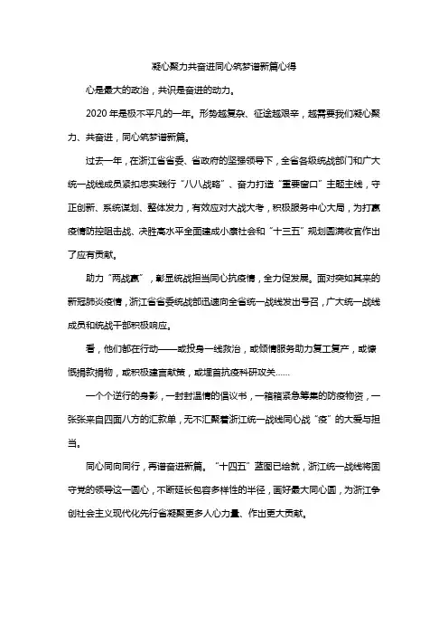 凝心聚力共奋进同心筑梦谱新篇心得