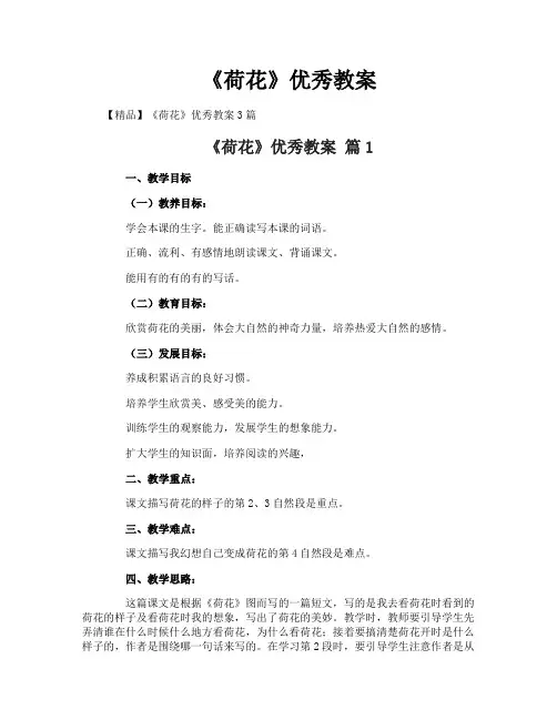《荷花》优秀教案-2