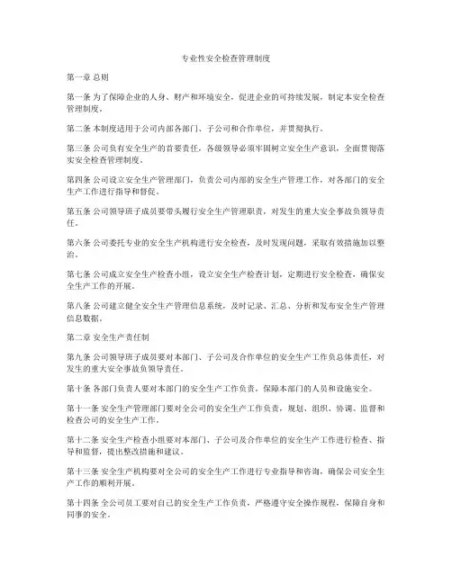 专业性安全检查管理制度