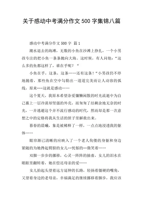 关于感动中考满分作文500字集锦八篇