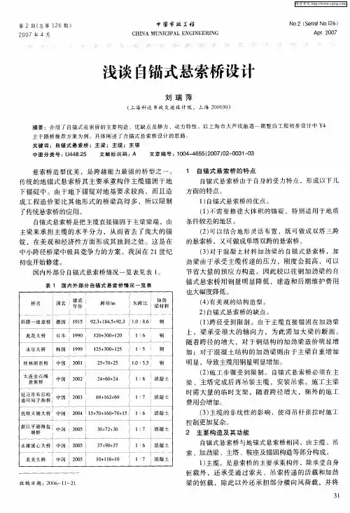 浅谈自锚式悬索桥设计