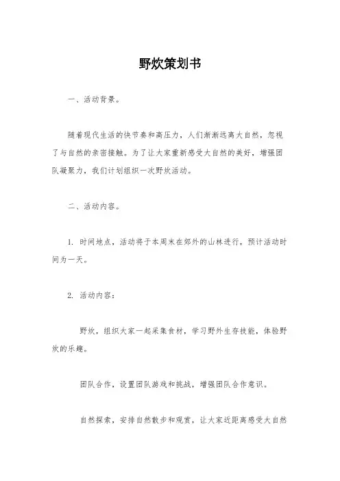 野炊策划书