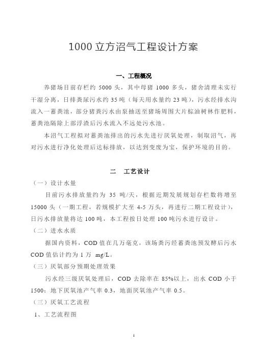 1000立方沼气工程设计方案