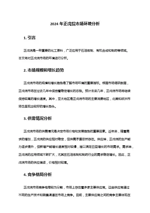 2024年正戊烷市场环境分析