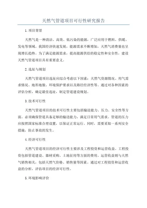 天然气管道项目可行性研究报告