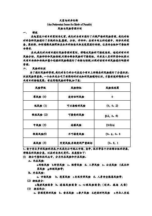 风险管理计划书