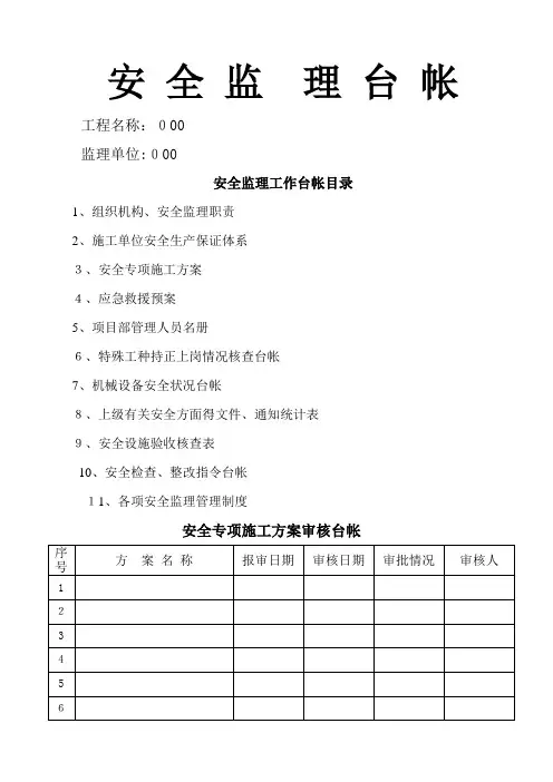 公路工程 安全监理台帐