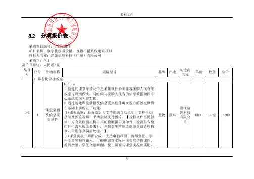 3.2 分项报价表