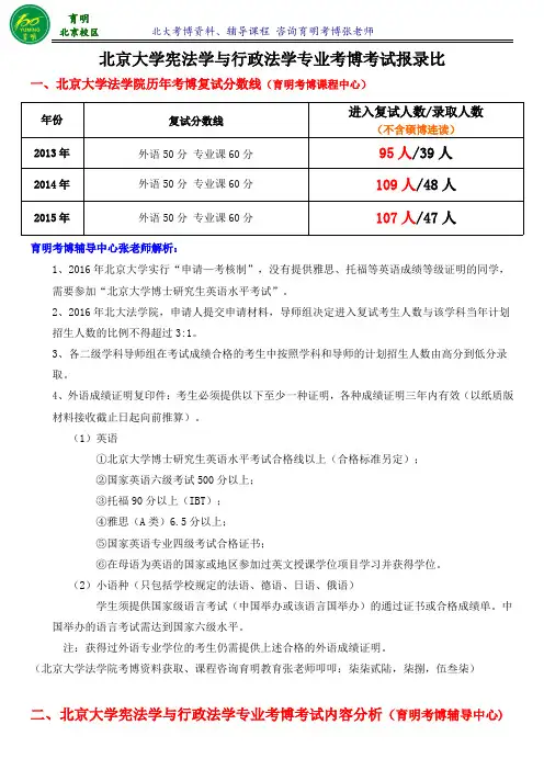 北京大学宪法学与行政法学专业考博真题解析考试重点考试内容复习资料参考书-育明考博