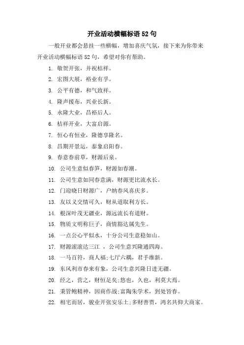 开业活动横幅标语52句.doc