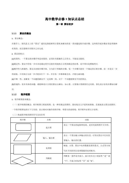高中数学必修3知识点总结：第一章_算法初步