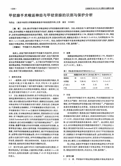 甲状腺手术喉返神经与甲状旁腺的识别与保护分析