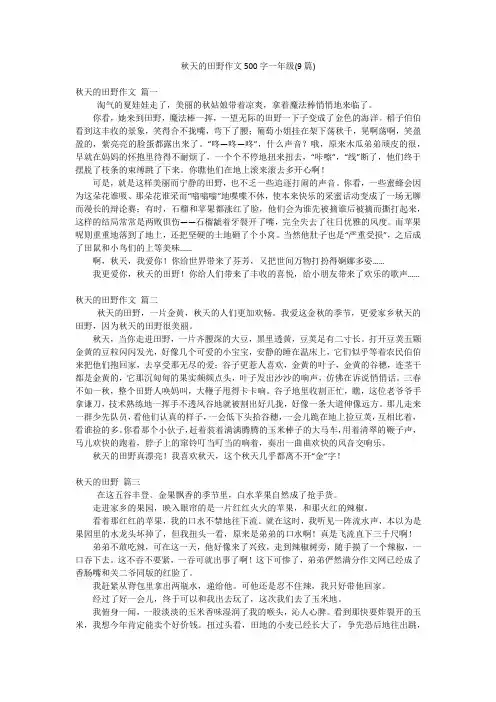 秋天的田野作文500字一年级(9篇)
