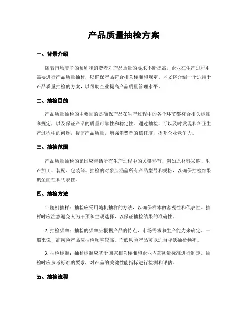 产品质量抽检方案