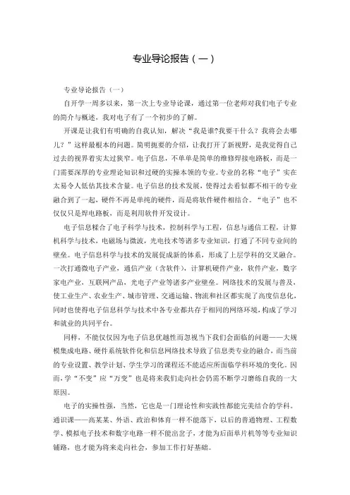 专业导论报告(一)