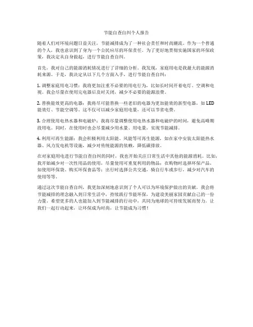 节能自查自纠个人报告