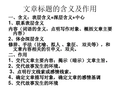 文章标题的作用